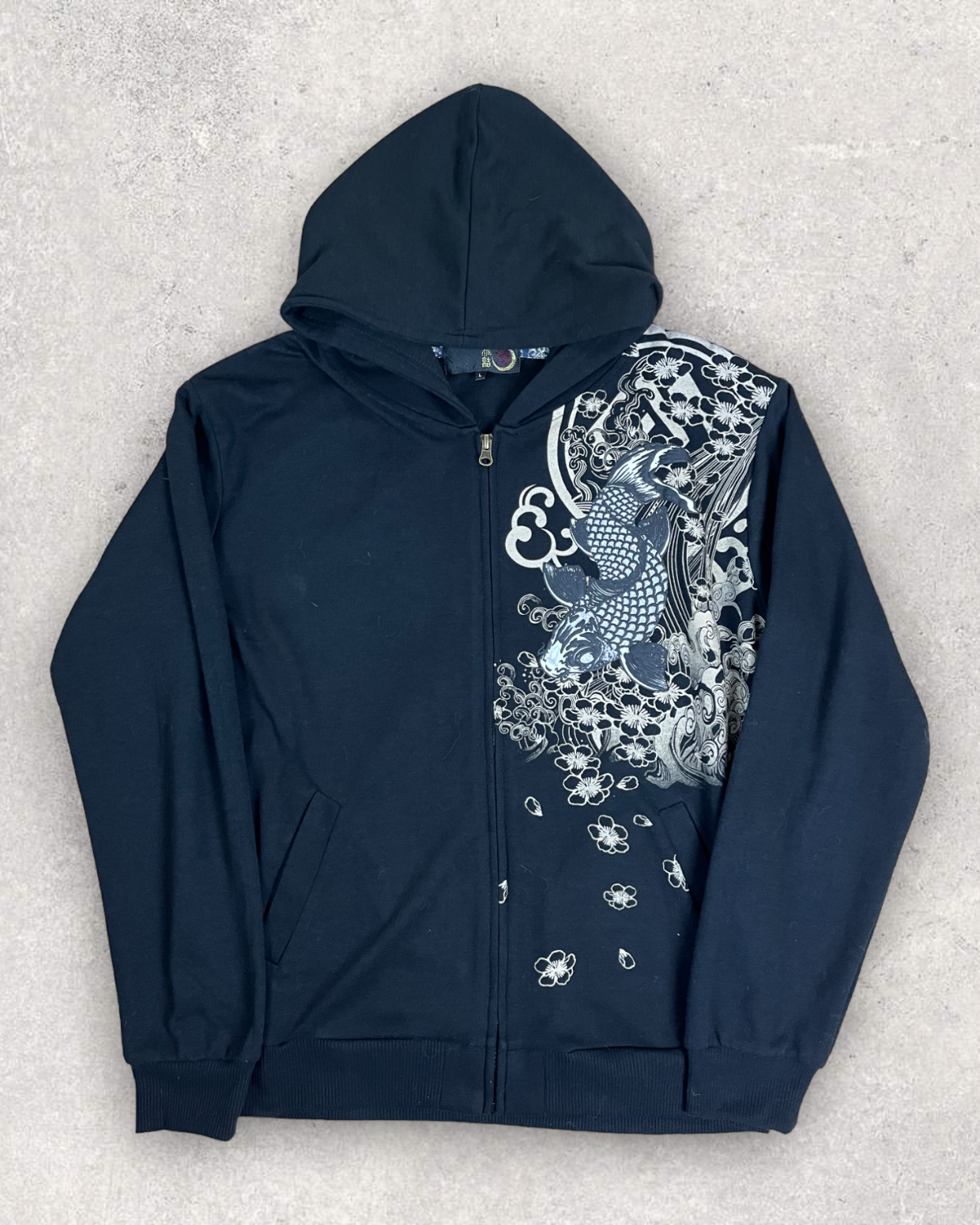 [TORYUMON RISING KOI] Embroidery traditional Japanese pattern Vintage - hoodie