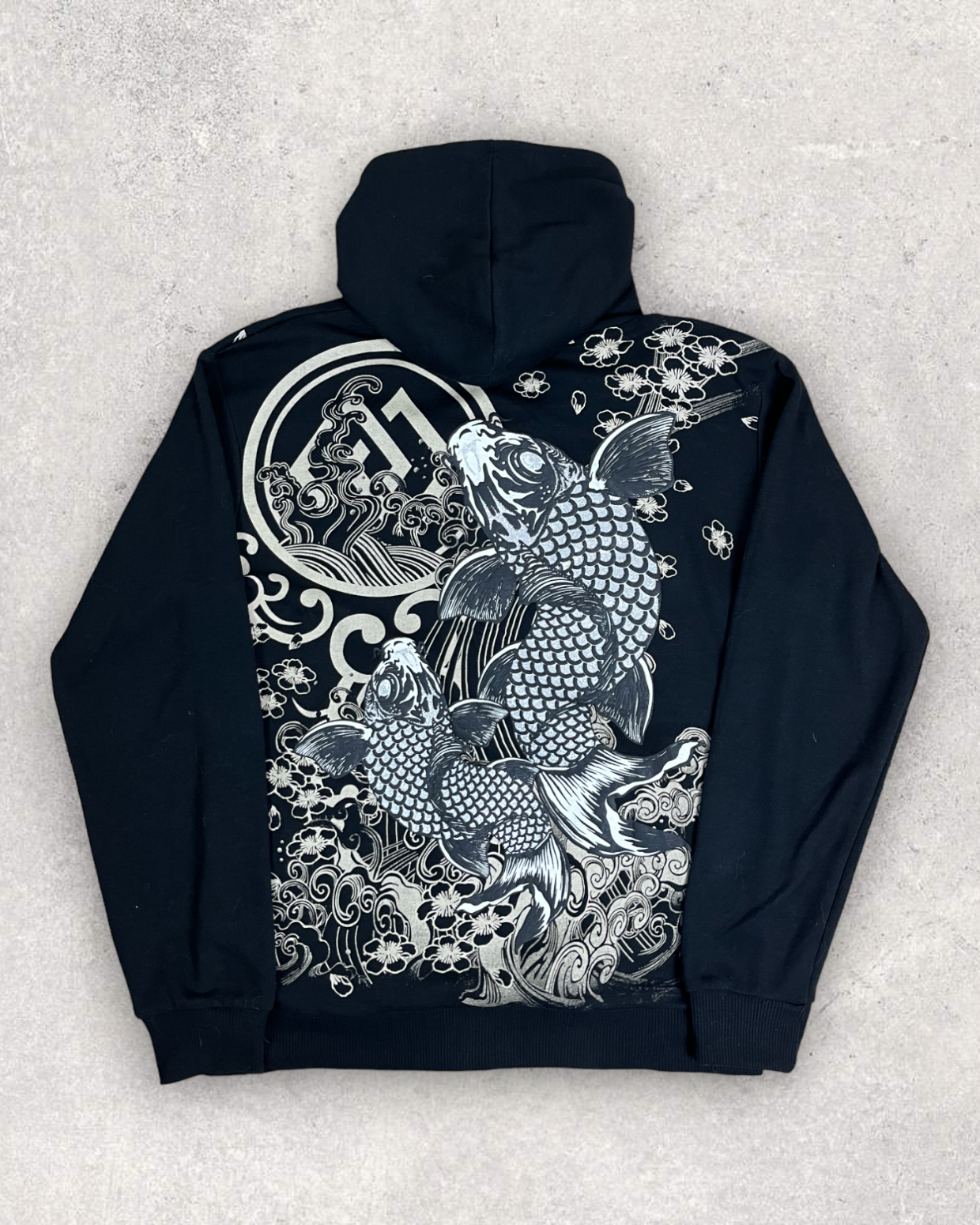 [TORYUMON RISING KOI] Embroidery traditional Japanese pattern Vintage - hoodie