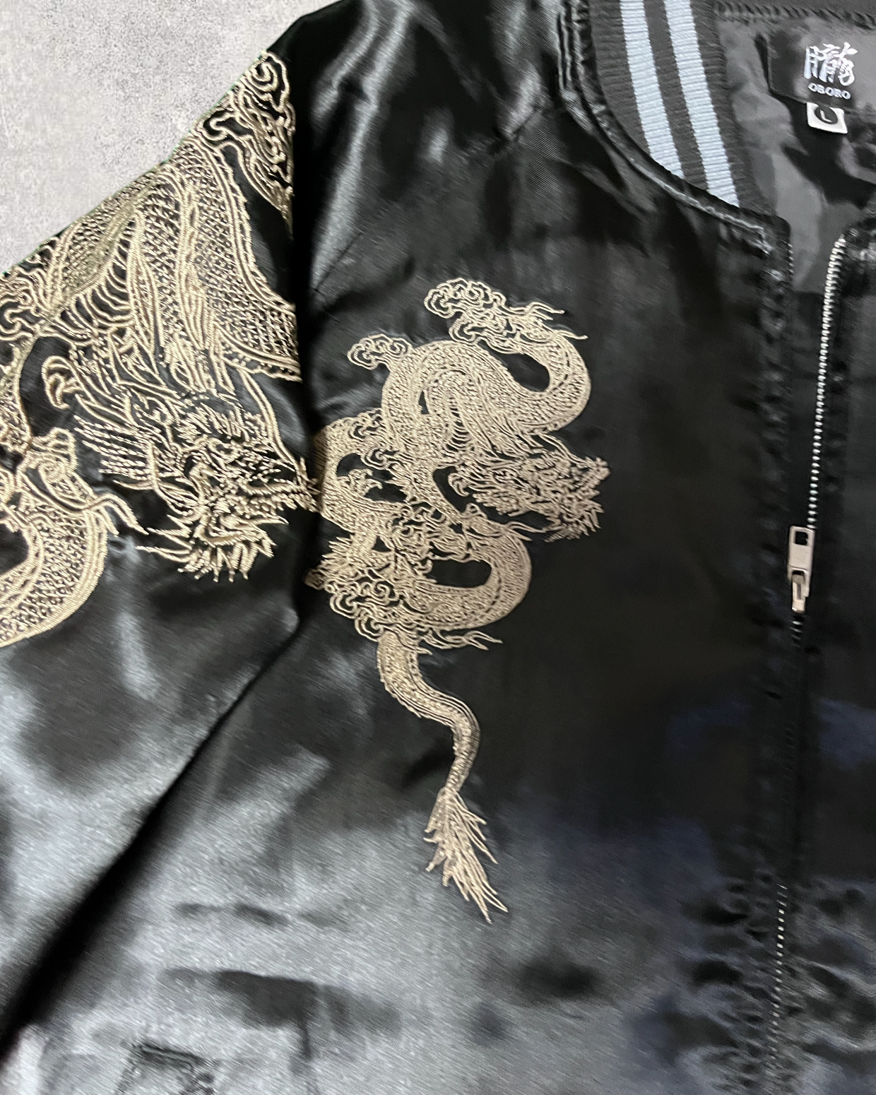 [OBORO] Dragon bomber sukajan jacket, Stylish | spring | Vintage