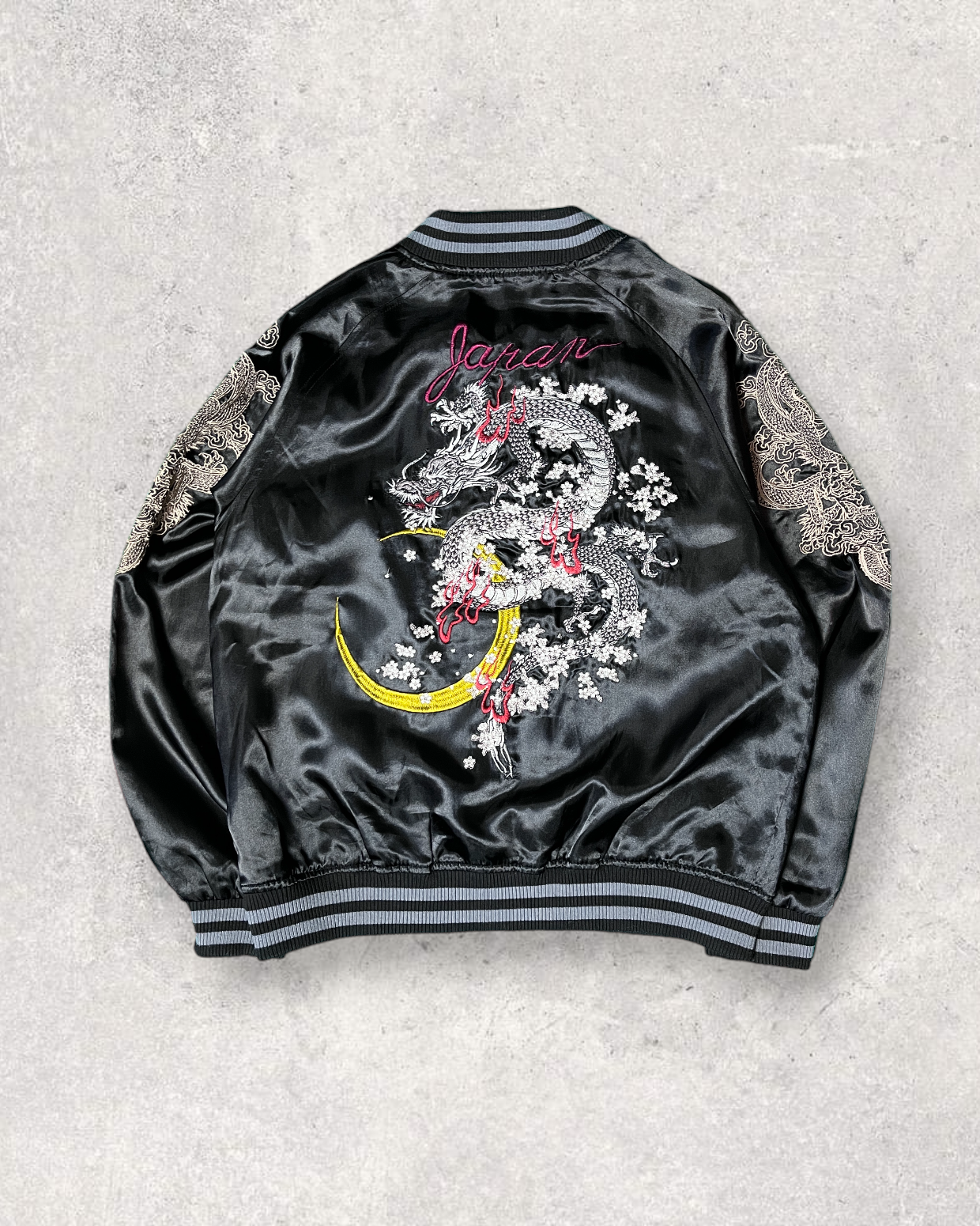 [OBORO] Dragon bomber sukajan jacket, Stylish | spring | Vintage