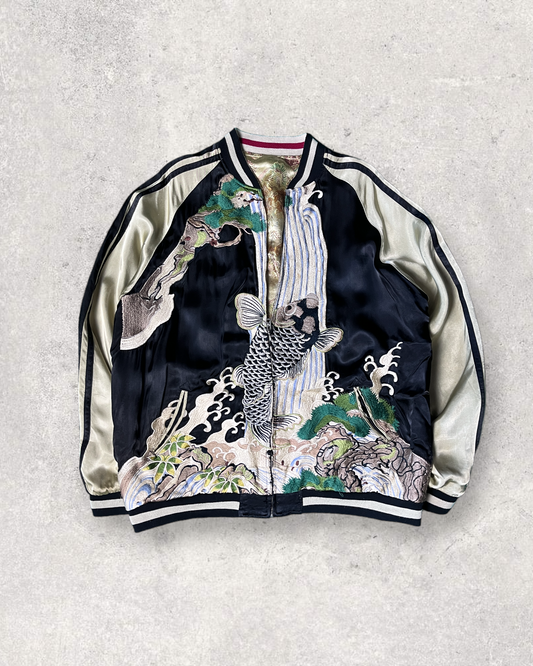 Rare Reversible XL size Flying Hakurei Koi Bomber jacket sukajan | Autumn/Winter | Vintage