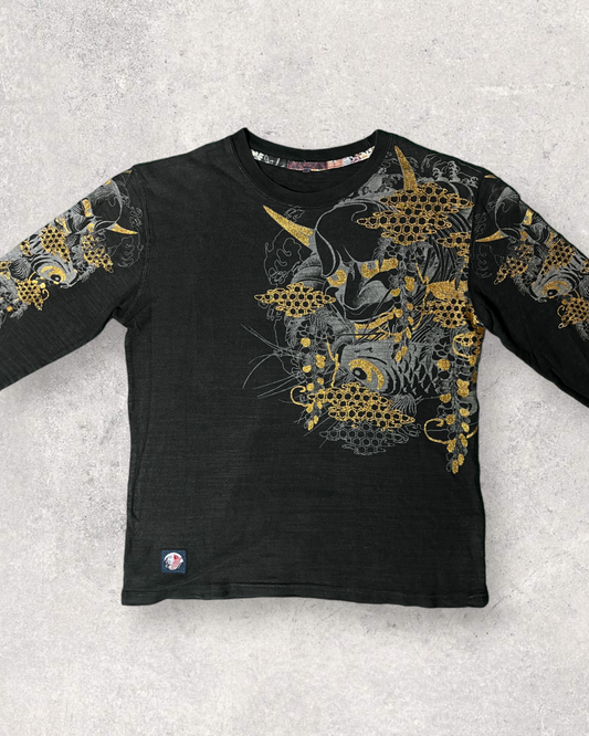 Gold HANNYA long sleeve shirts Japanese transional design Vintage