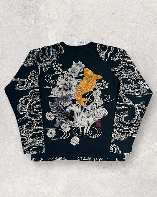 [L]Brand-new KARAKURI TAMASHII embroidery KOI t-shirts | vintage