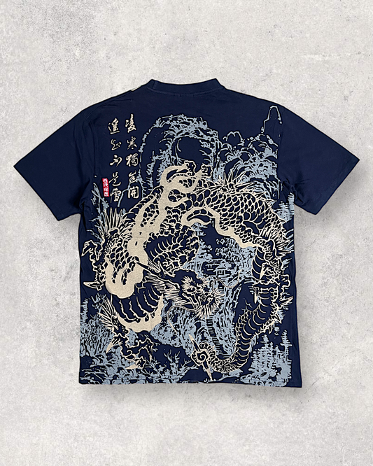 [XL]Japanese Pattern Dragon T-shirts | vintage