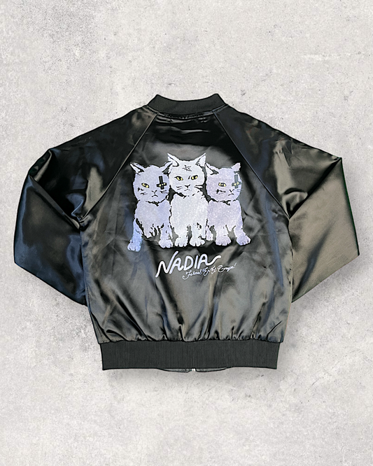 [S] Cute jacket with rock and roll cat sukajan | Vintage jacket