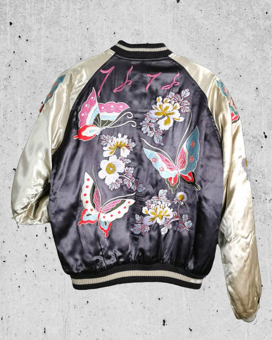 [TEFU x TEFU Crane turtle butterfly] Bomber jacket Vintage / Reversable