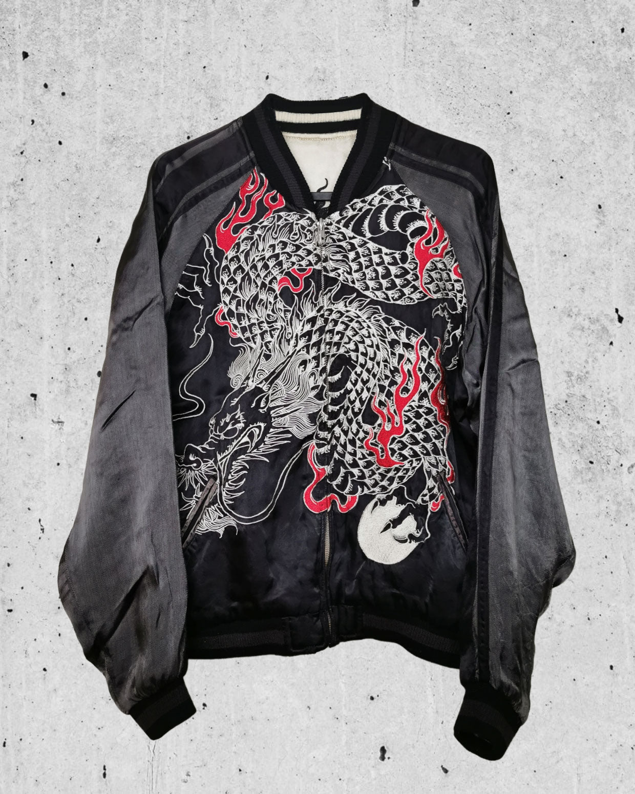 [YIN&YANG DOUBLE DRAGON]   Bomber jacket Vintage / Reversable