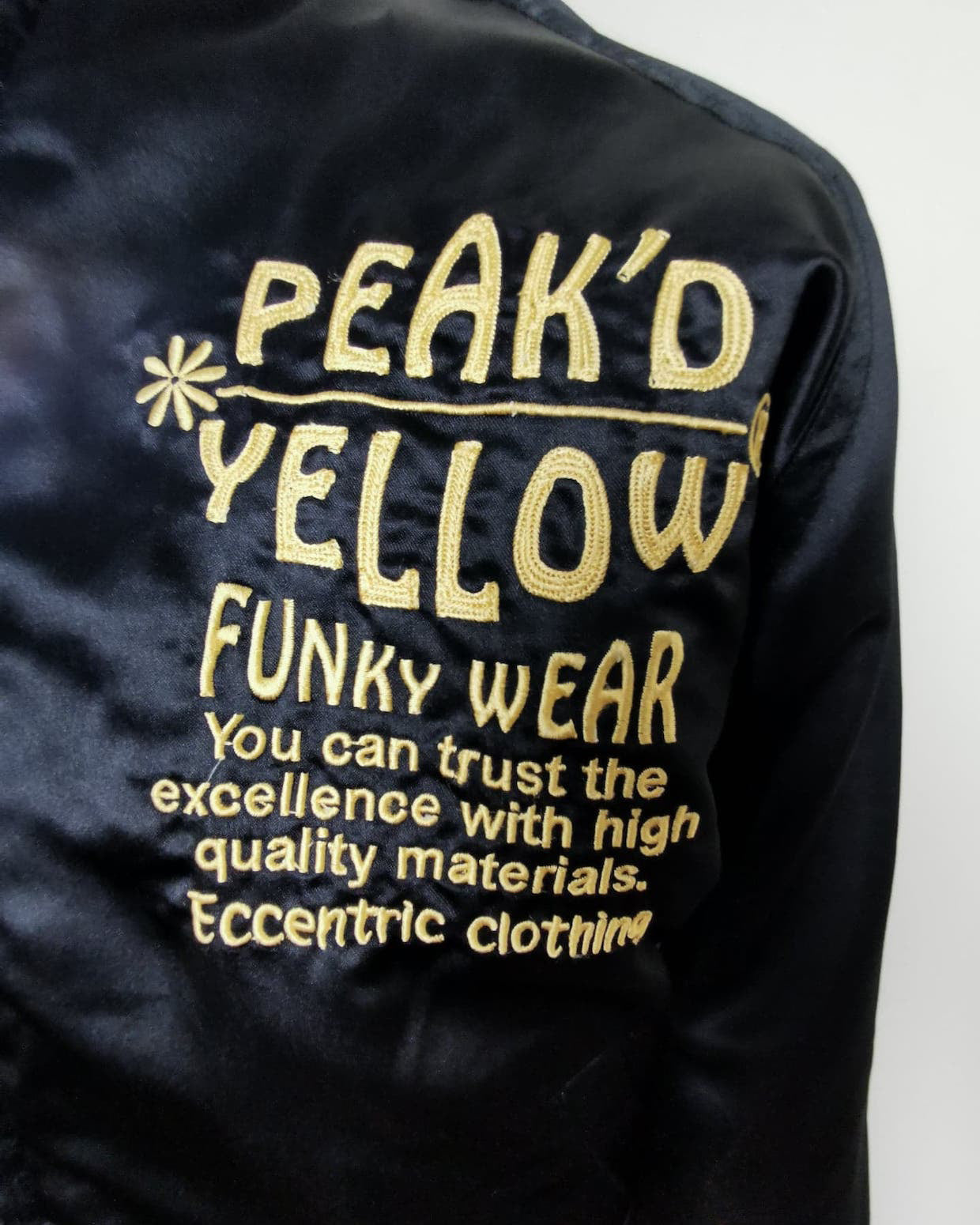 PEAK D YELLOW Enjoy This Moment Bomber jacket Vintage Reversable BIREI JAPAN